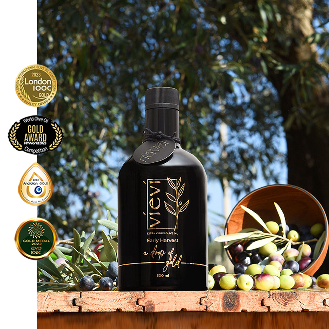 Vievi Premium Gold Edition-Golden Flavor 2025-2026 Erken Hasat Soğuk Sıkım Natürel Sızma Zeytinyağı 500 ml-MEMECİK - 1